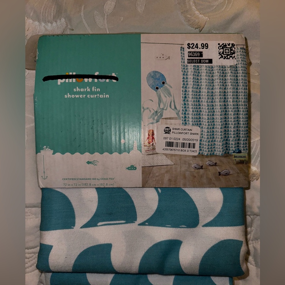 Shark fins shower curtain